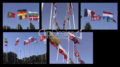 Montage flags of various countries