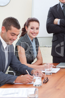 Business people in a meeting with their manager