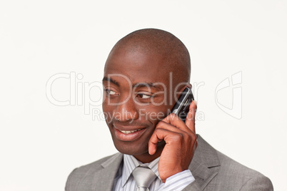 Afro-American businessman on mobile phone