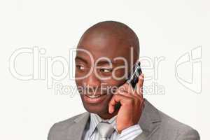 Afro-American businessman on mobile phone