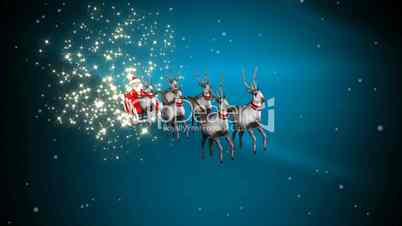 Santa with Blue Snow Background HD1080