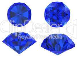 Blue  diamond set with different view isolated