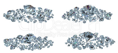 diamonds set with different view isolated