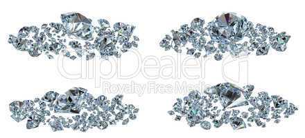 diamonds set with different view isolated