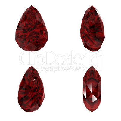 Ruby cut diamond set with different view isolated
