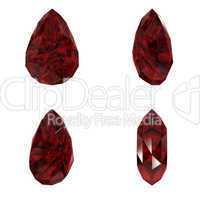Ruby cut diamond set with different view isolated