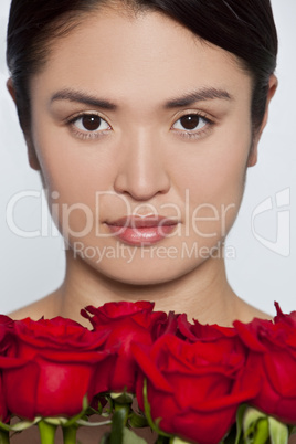 Beautiful Japanese Girl With Roses
