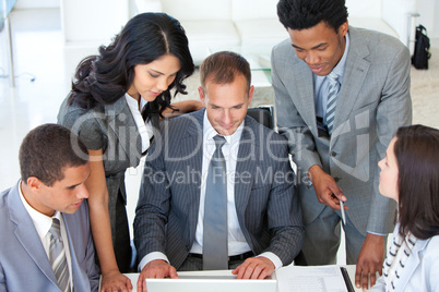 Business team discussing a project in office
