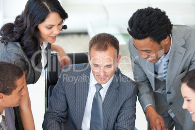Manager working with businessteam in office