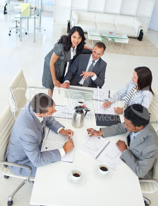 Multi-ethnic businessteam working in a project in a meeting
