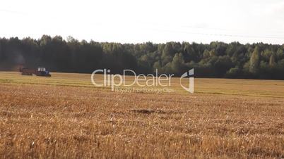 wheeled tractor in field