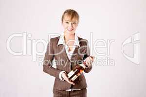 business woman with a bottle
