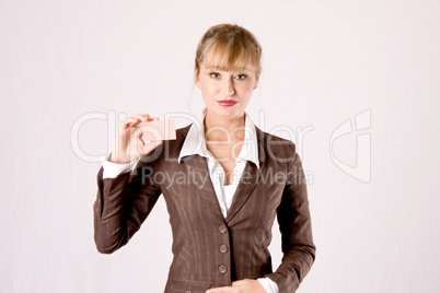 business woman with businesscard