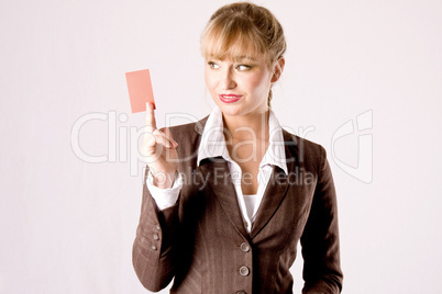 business woman with businesscard