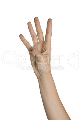 Hand zeigt mit den Fingern die Zahl 4 an