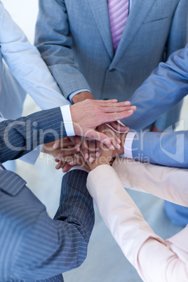 Close-up of internationalpeople with hands together