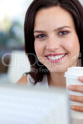 Portrait of a smiling businesswoman working in office