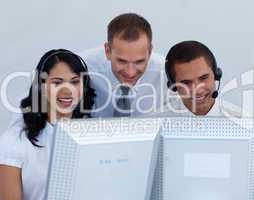 Business team working in a call canter