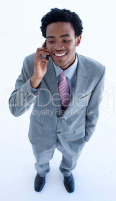 Afro-American businessman speaking on a mobile phone