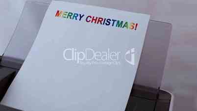 Printer print Merry Christmas text