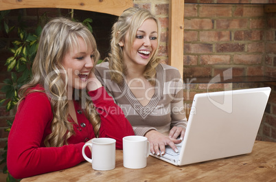 Womans with Computer and Coffee