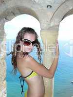 girl stand near a fortress