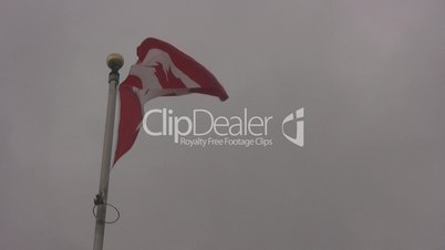 Waving Canadian Flag against cloudy sky