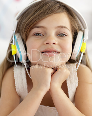 Happy Gitl with headphones on