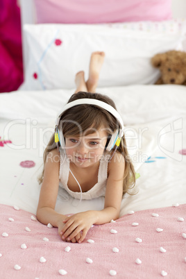 Happy Gitl with headphones on