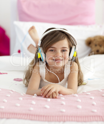 Happy Gitl with headphones on