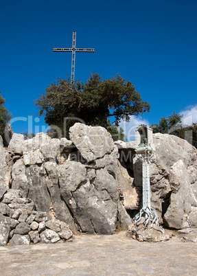Cross and shrine at Lluc Monastery, Mallorca