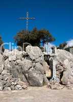 Cross and shrine at Lluc Monastery, Mallorca