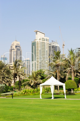 Hut on the lawn in luxurious hotel, Dubai, UAE