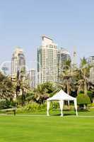 Hut on the lawn in luxurious hotel, Dubai, UAE