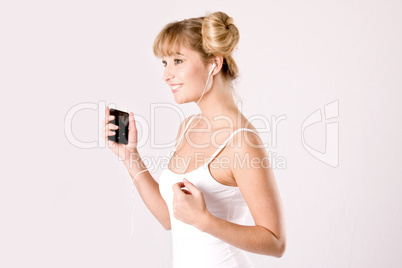 young woman with a mp3 player