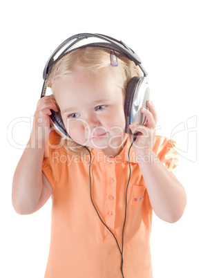 Little girl with headphones