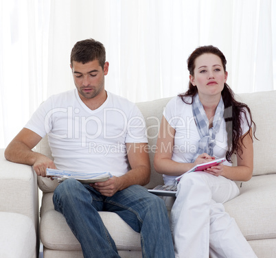 Couple paying their bills