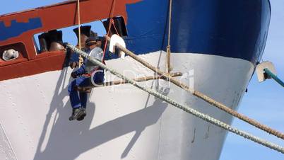 Shipyard worker repair the ship