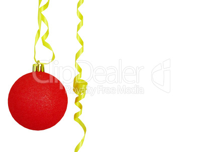 red sphere on a yellow ribbon