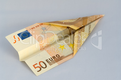 50 Euro Geldschein als Flugzeug