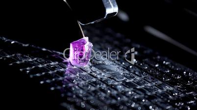 Cutting gem - macro with water drops and sparkles