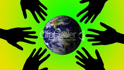 Globus und Hände