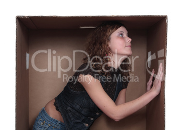 young lady in box