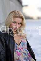 young girl walking on embankment