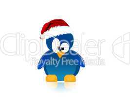 blue penguin in red hat