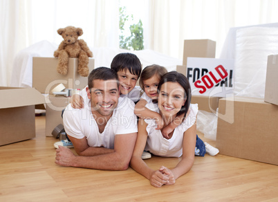 Happy family after buying new house