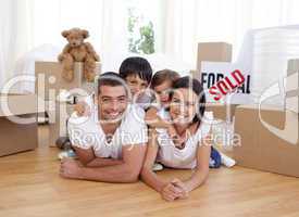 Happy family after buying new house