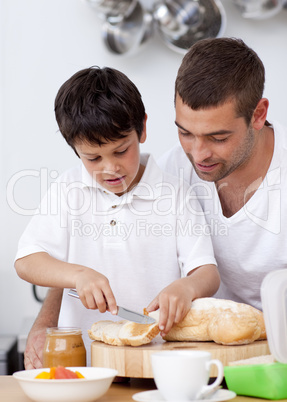 Father and son preparing a toast