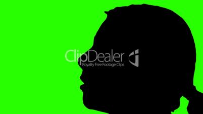 silhouettes woman sticks out tongue green