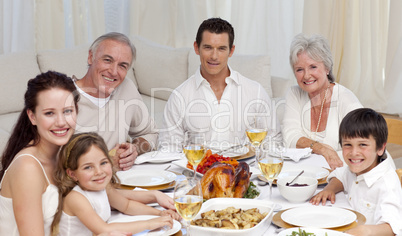 Family having a dinner together at home